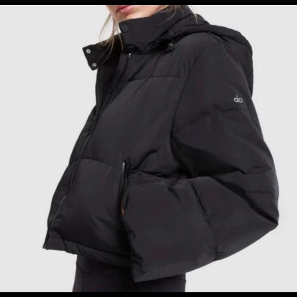ALO Yoga Black Puffer Jacket with Hood